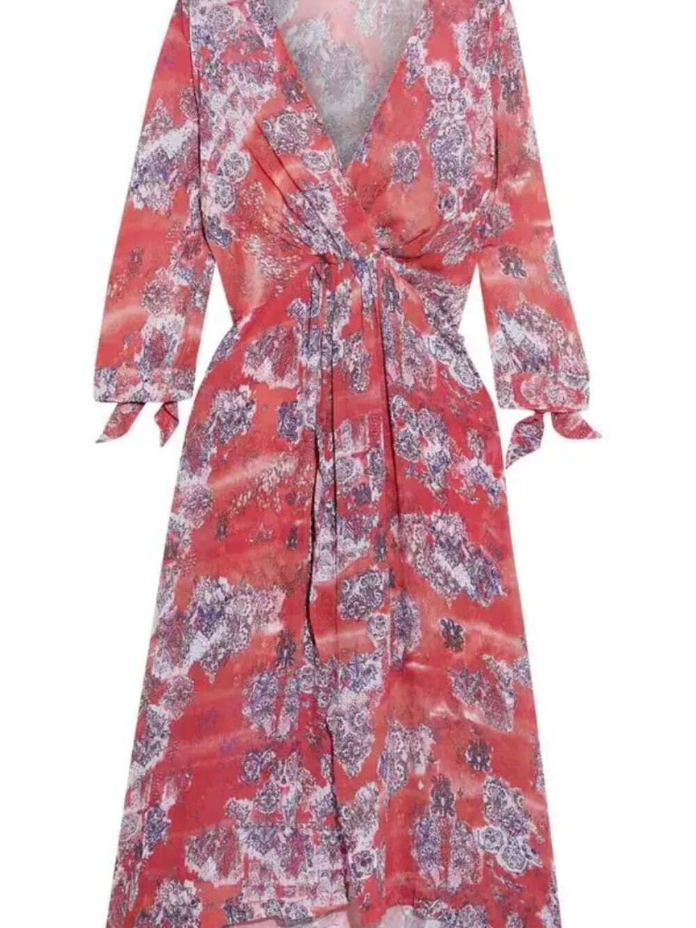 IRO PARIS Gramy Wrap-Effect Printed Crepe de Chine Midi Dress M NWT - Picture 11 of 13